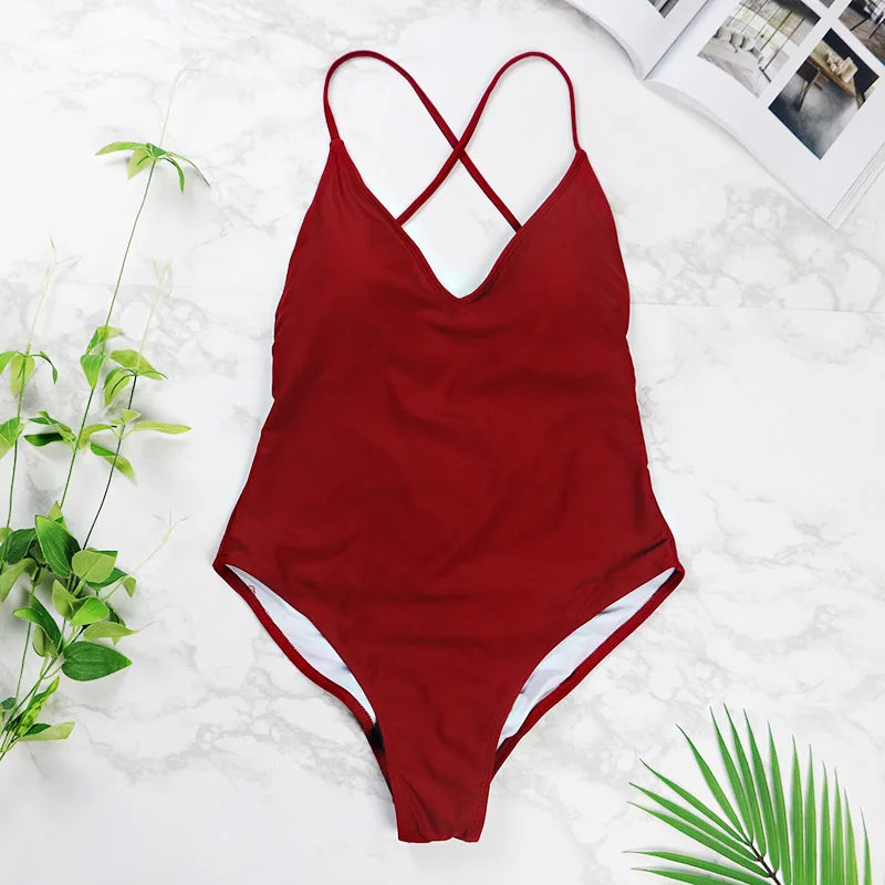 Sexy High Cut One Piece Backless SwimSuit