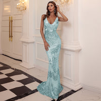 Marissa Aqua Sequin Gown