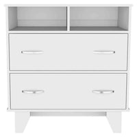 Double Drawer Dresser Arabi, Two Shelves - White