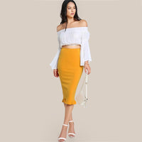 Mango Split Ruffle Pencil Skirt