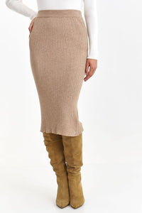 Stretch Pencil Ribbed Knee Length Skirt