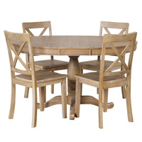 Modern 5 Piece Dining Table Set - Round Table and 4 Chairs