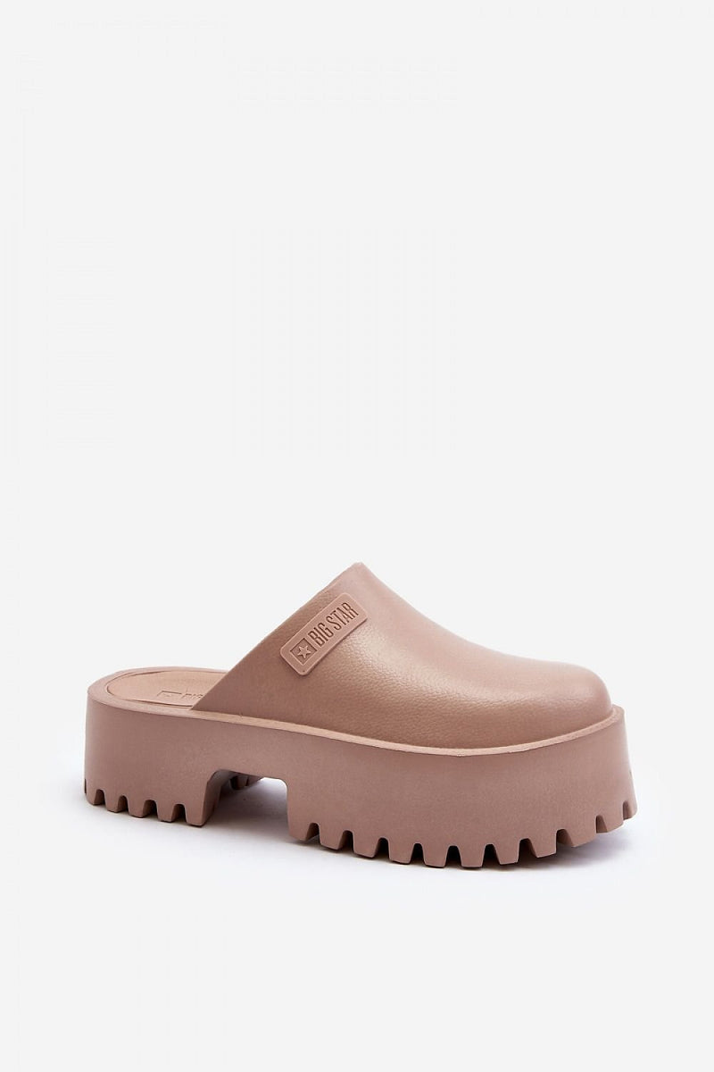 Beige Platform Chunky Clogs Slides