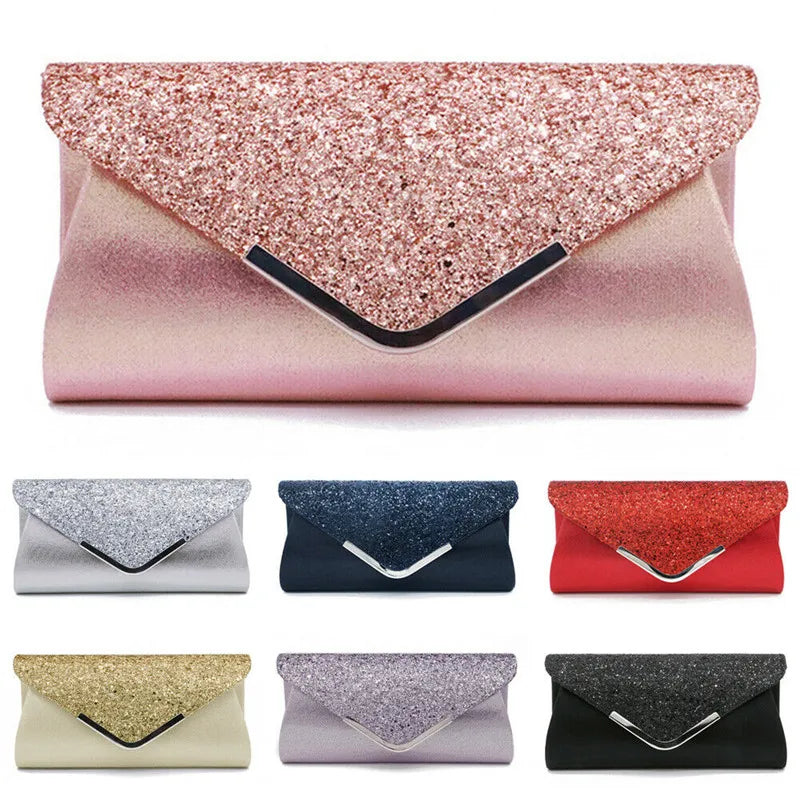 Glitter & Shimmer Envelope Evening Clutch Handbag