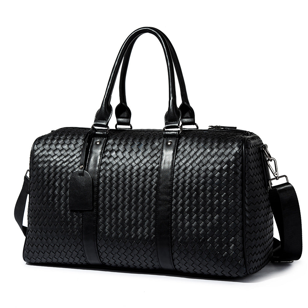 Black Pu Leather Travel Overnight Duffle Bag