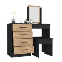 Makeup Dressing Table Roxx, Bedroom, Black / Pine