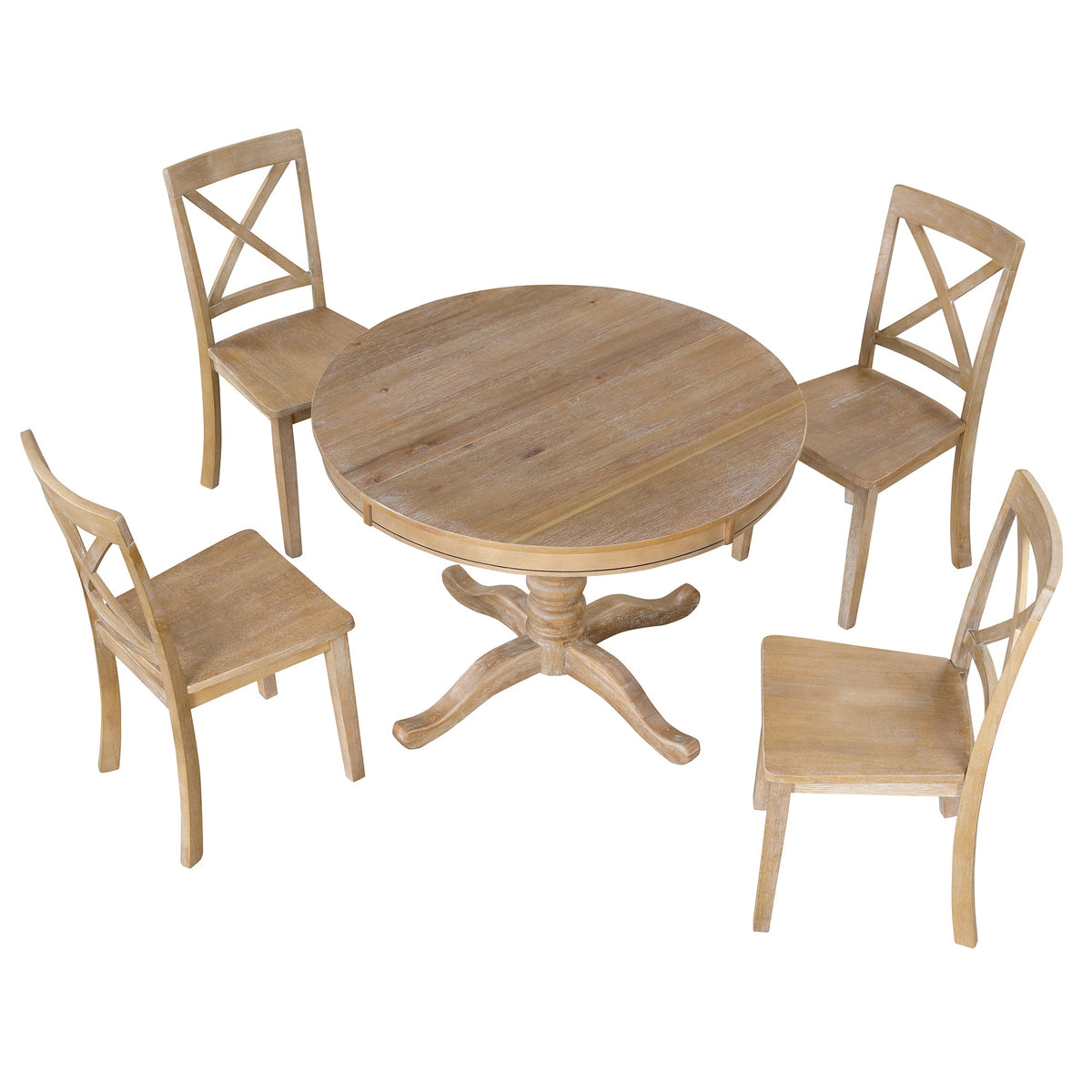 Modern 5 Piece Dining Table Set - Round Table and 4 Chairs