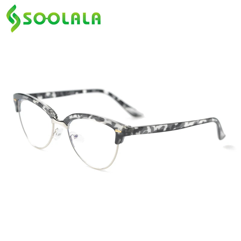 Cat Eye Semi-Rimless Anti Blue Light Filter Eyeglasses