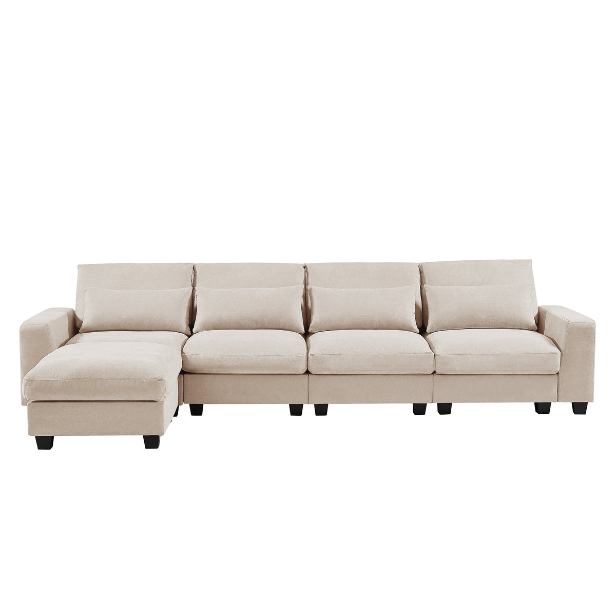 Feather Filled Modern Large L-Shape Convertible Sectional w/ Reversible Chaise