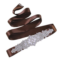 Rhinestones Wedding Belt w/ Crystal Applique for Waistband Bridal Sash