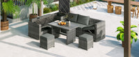 Outdoor 6-Piece All Weather PE Rattan Sofa Set w/ Adjustable Seat & Storage