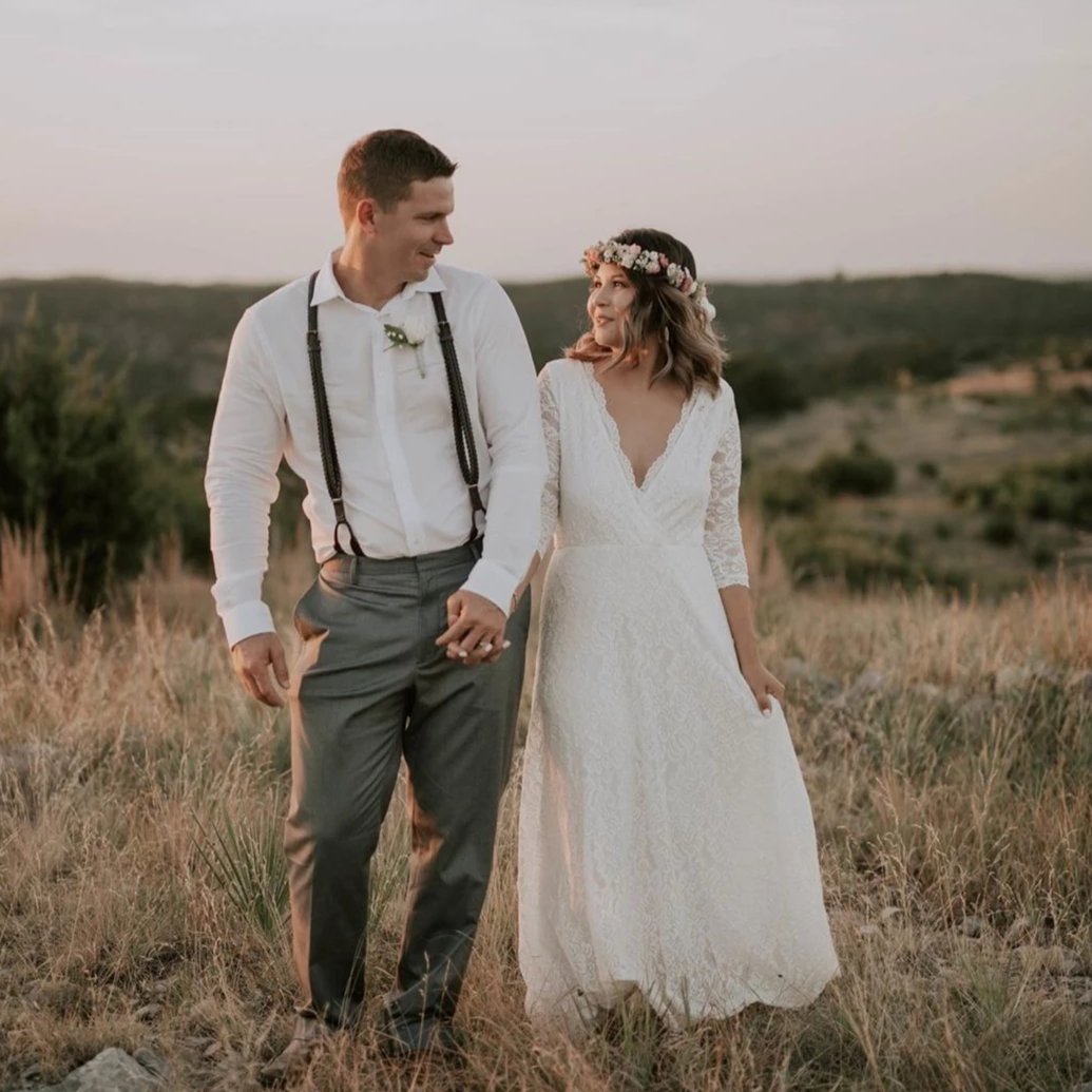 Bestseller Ivory Wrap Lace Boho Wedding Dress