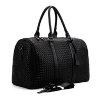 Black Pu Leather Travel Overnight Duffle Bag