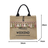 Summer Beach Large Capacity Tassel Shoulder Linen Totes