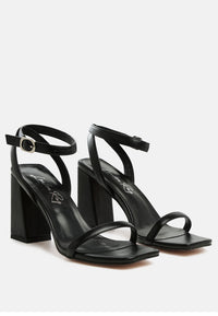 Mooncut Ankle Strap Block Heel Sandals