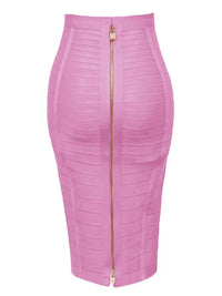 Solid Zipper Bandage Pencil Skirt (Multiple Colors)