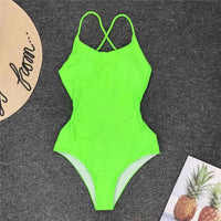 Braided Strap Cross Back One Piece Swimsuit