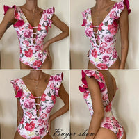 One Piece Ruffled Push-Up Swimsuit