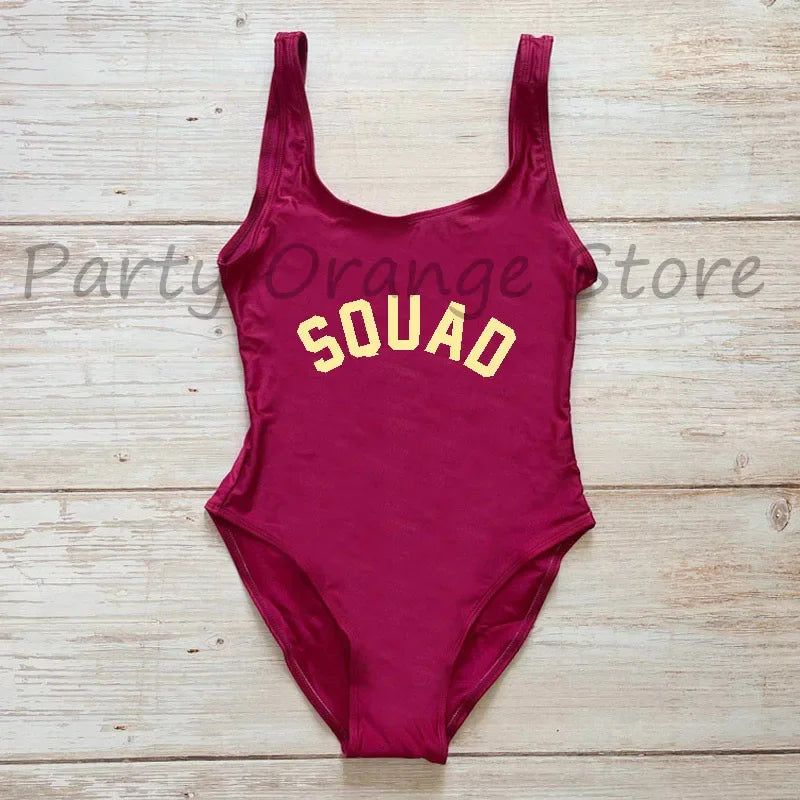 Bachelor Party Sexy One Piece Swimsuit BRIDE & SQUAD