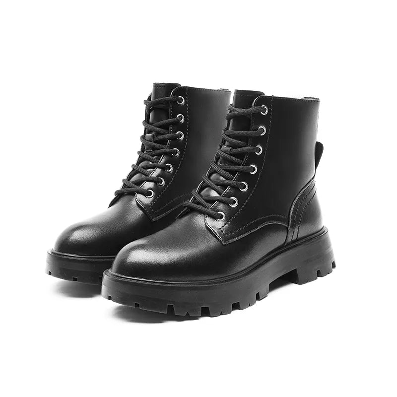 Martin Boot Genuine Leather Lace-Up Motorcycle Boots