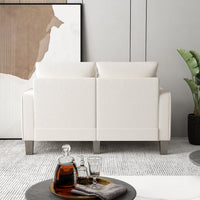 Modern Living Room Furniture Loveseat in Beige Fabric