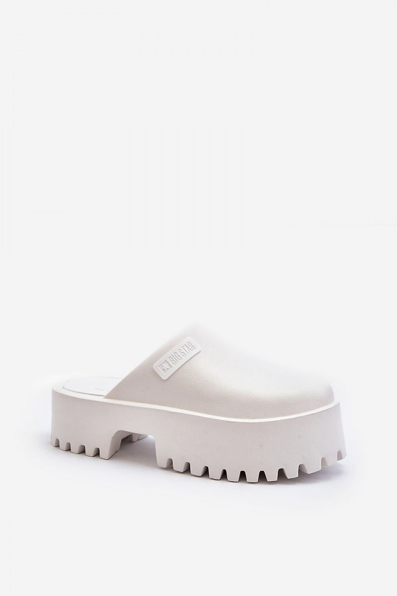 White Chunky Platform Clogs Slides