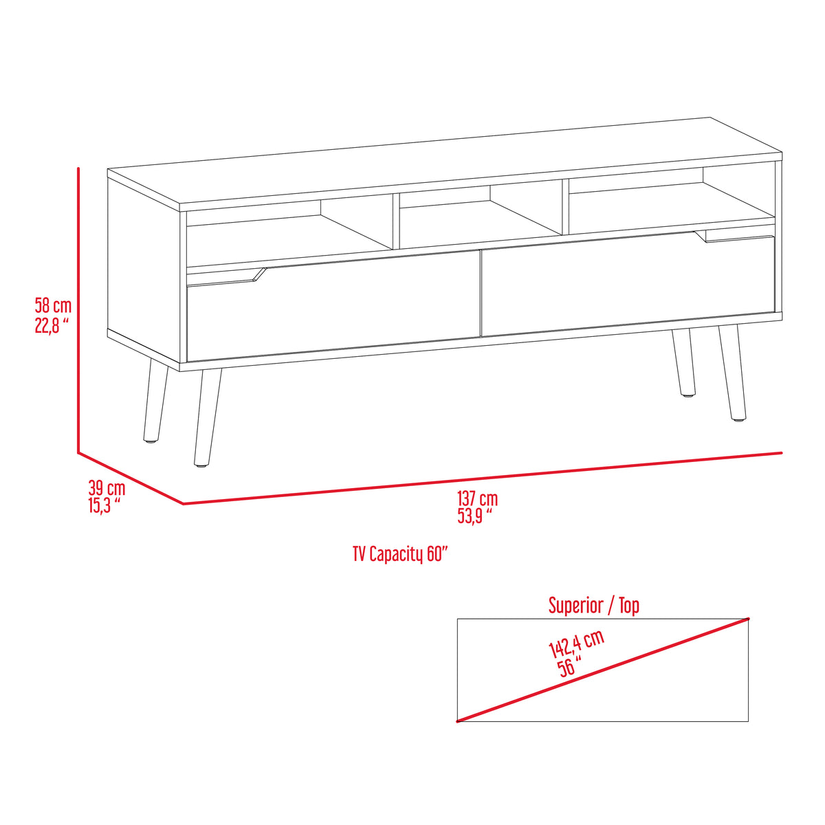 TV Stand For TV´S Up 52" - Dark Walnut