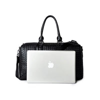 Black Pu Leather Travel Overnight Duffle Bag