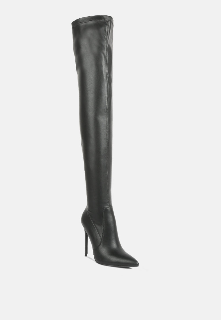 Gush Matte Leather Over Knee Heeled Boots