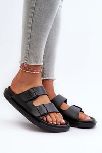 Black Buckle Sandals