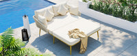 Outdoor Daybed, Woven Nylon Rope Backrest Set for 2 Person - Beige