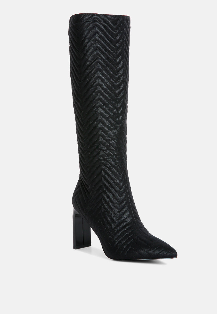 Prinkles Quilted Italian Block Heel Calf Boots