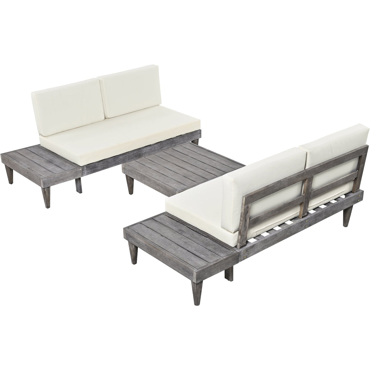 3-Piece Patio Furniture Set Solid Wood Set With Coffee Table