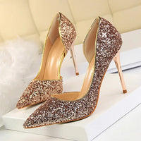 Handmade Glam Sparkle Open Arch Stiletto Pumps - Multiple Color Options