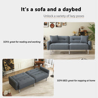 Linen Upholstered Modern Convertible Folding Futon Sofa Bed