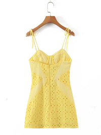 Sunshine Yellow Embroidery Mini Dress