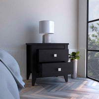 Nightstand More, Two Shelves, Four Legs - Black