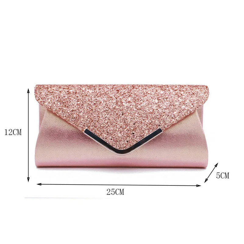 Glitter & Shimmer Envelope Evening Clutch Handbag