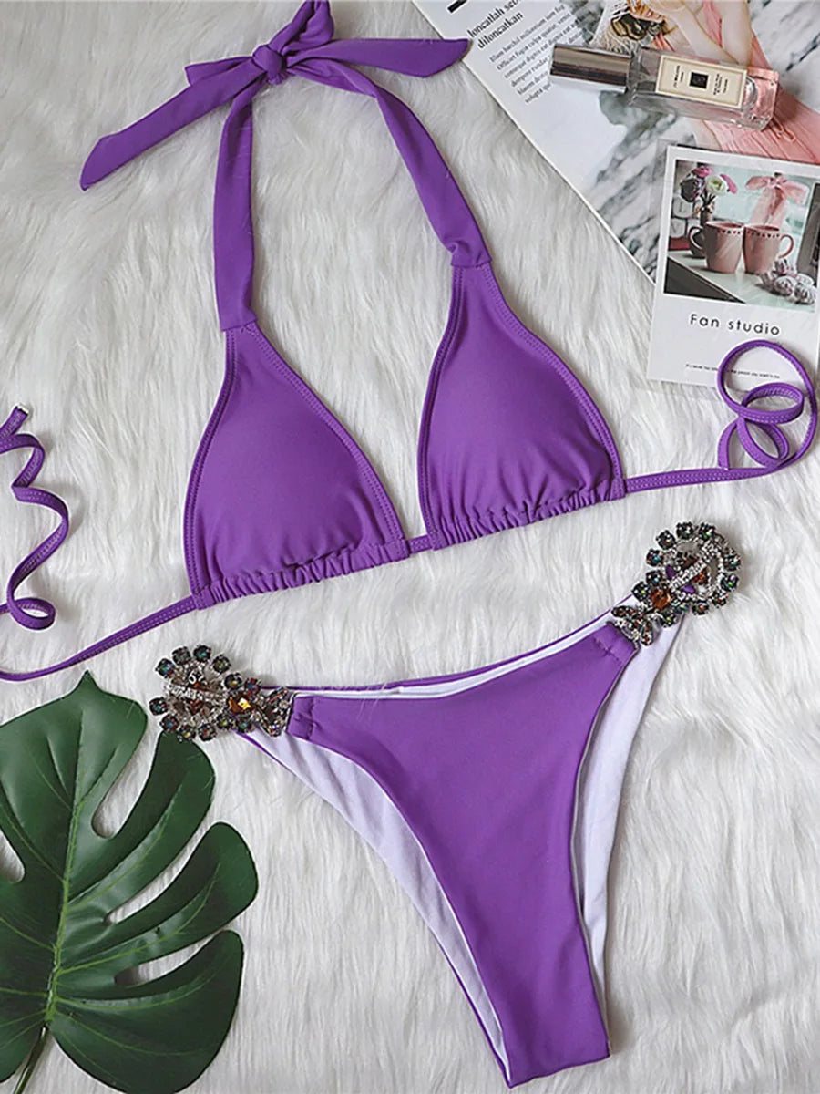 Glam Crystal Diamond Show Competition Bikini