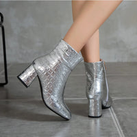 Snake Leather Ankle Boots