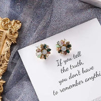 Fresh Cute Hook Drop Oil Flower Stud Crystal Earring