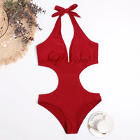 One Piece Deep v Monokini Backless High Cut Swim Suit