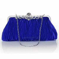 Crystal Evening Clutch w/ Chain & Ruffle (Multiple Colors)