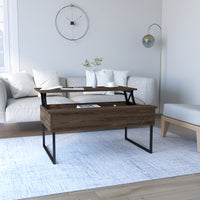 Lift Top Coffee Table Cessarr,Two Legs - Dark Walnut