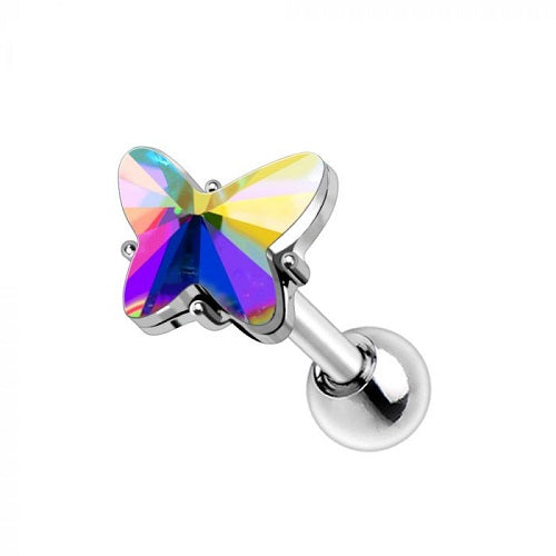 Stainless Steel Aurora Borealis Butterfly Cartilage Earring