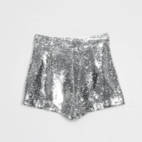 High Waist Sequin Shorts w/ O-Ring Zip