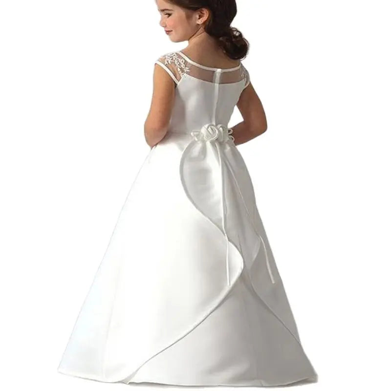 Sleeveless Satin Flowing Flower Girl Dress