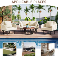 Luxury Modern 4-Piece Outdoor Iron Frame Conversation Patio Set