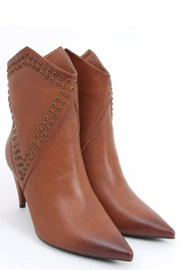 Cowboy Studded Leather Ankle Heel Boots