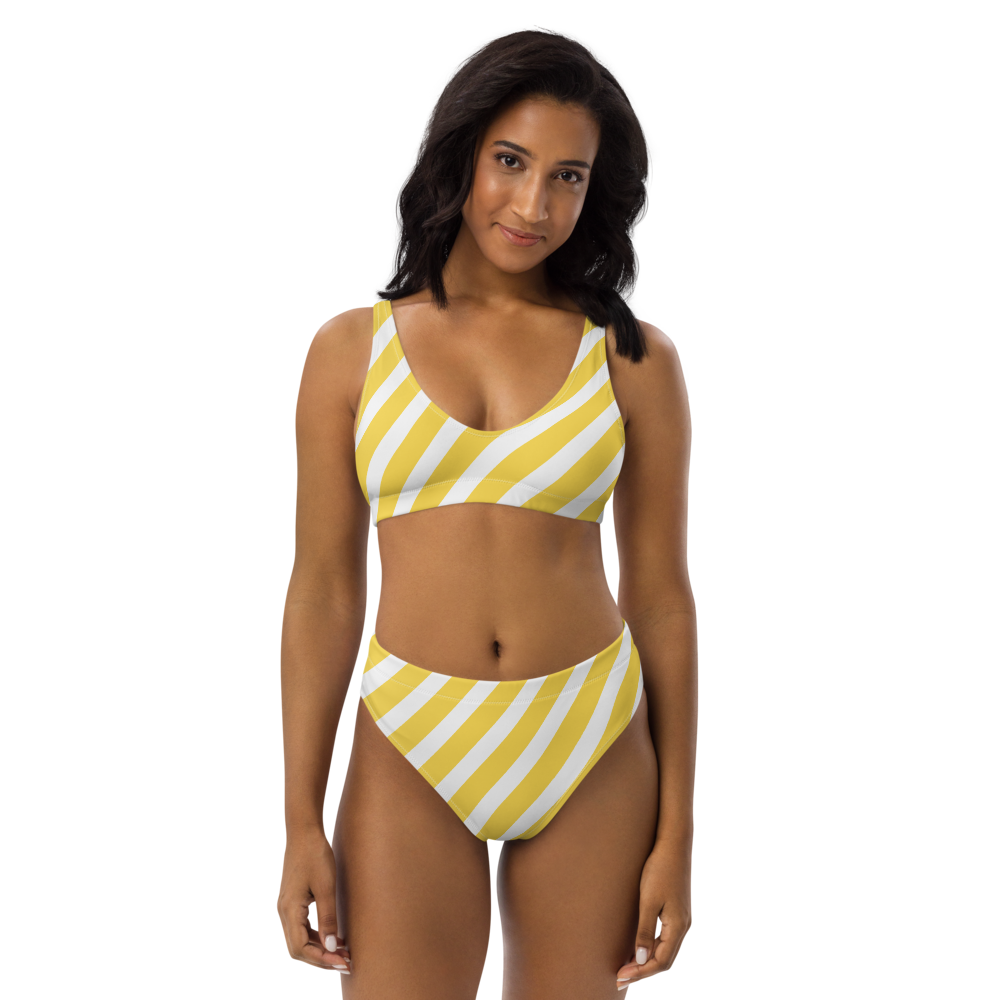 Summer Stripe Recycled High-Waisted Bikini Set